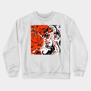 Orange white black Liquid Abstract Art Crewneck Sweatshirt